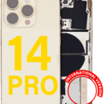 iPhone 14 Pro rear housing replacement in space gold colour OEM-quality frame with camera cutout, perfect for mobile repair shops and service centers